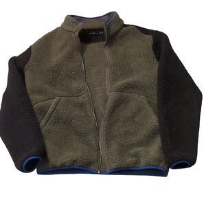 Edgar + Ash green black color block fleece zip up Sherpa size medium